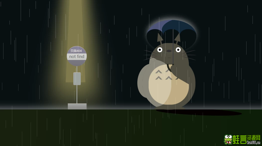 可爱的动态龙猫雨中打伞404页面源码-蛙言小栈