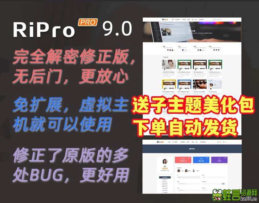 WordPress主题RiPro9.0免授权学习版+插件+子主题-蛙言小栈