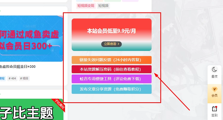 [子比主题美化教程] – 侧边栏小工具会员广告小模块-蛙言小栈