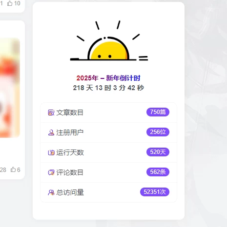 子比主题美化 – 侧边栏添加网站统计模块-蛙言小栈