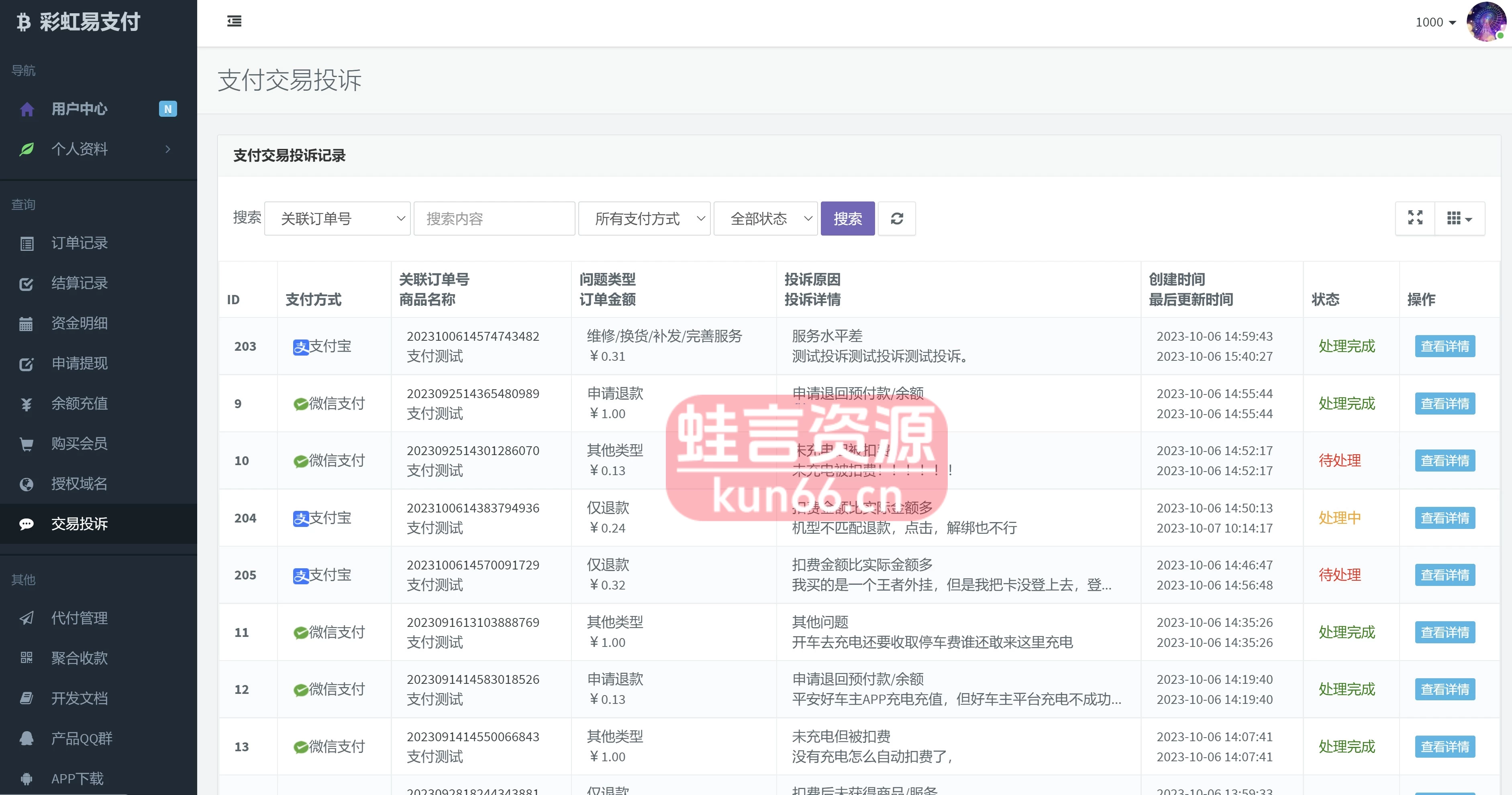 彩虹易支付交易投诉自动退款插件-蛙言小栈