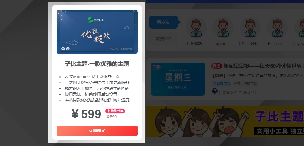 子比主题 - 侧边栏添加优惠促销产品展示模块美化代码教程-蛙言网